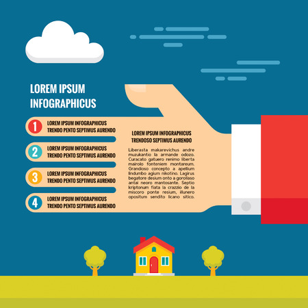 Human Hand - Vector Infographic Concept in Flat Style Design for presentation, booklet, web site and other creative design projects.のイラスト素材