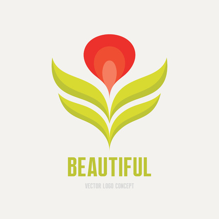 Beautiful - vector concept. Flower with leaves vector illustration. Organic product icon. のイラスト素材