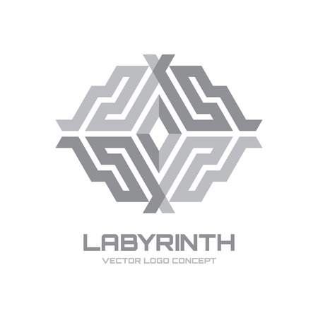 Labyrinth vector logo concept illustration. Geometric structure logo template. Design element.のイラスト素材
