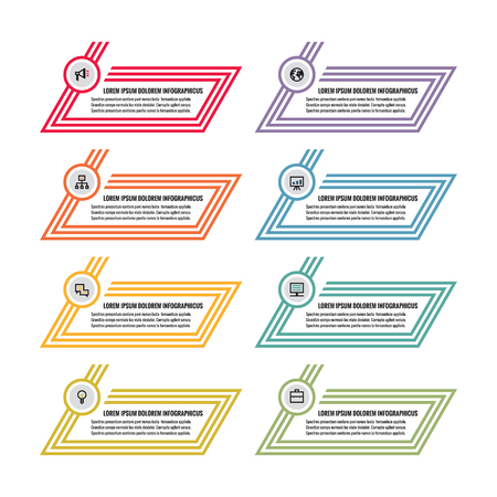 Infographic business concept - colored horizontal vector banners with icons. Infographic template. Vector icons set. Infographics design elements.のイラスト素材