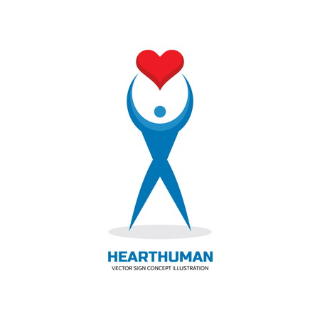 Heart human - vector logo concept illustration. I love you - concept vector sign. Valentine's Day concept illustration. Cardiology vector logo. Health logo. Healthcare vector logo. Human character.のイラスト素材