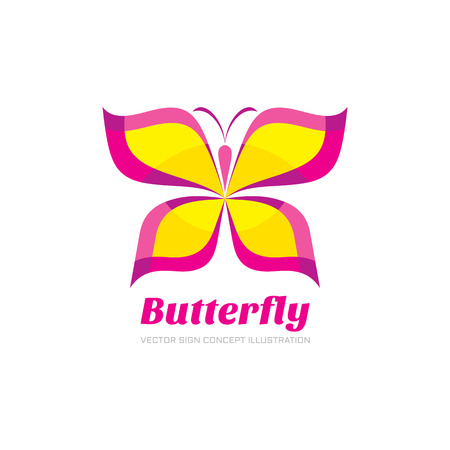 Butterfly vector logo concept illustration in flat style design. Butterfly abstract sign creative illustration. Vector logo template. Design element.のイラスト素材