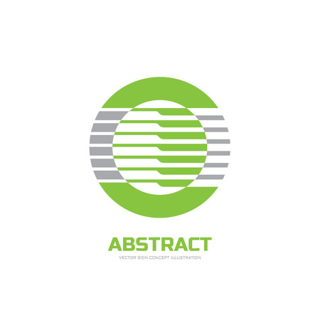 Abstract vector logo concept illustration. Abstract stripes in circle. Sphere vector logo. Geometric logo sign. Vector logo design template.のイラスト素材