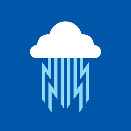 Cloud Rain Lightning - vector logo concept illustration. Data storage transfer upload download sign. Cloud and arrows in line design style. Vector logo template.のイラスト素材