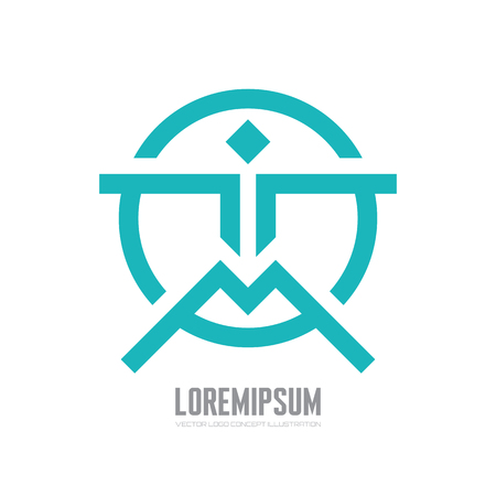 Abstract human character - vector template concept illustration. People geometric sign. Man in circle symbol. Design element.のイラスト素材