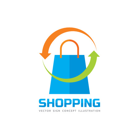 Shopping - abstract vector template concept illustration. Shop bag and arrows creative sign. Design element.のイラスト素材
