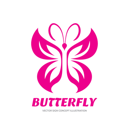 Butterfly vector sign - logo template concept illustration in graphic style design. Decorative art.のイラスト素材