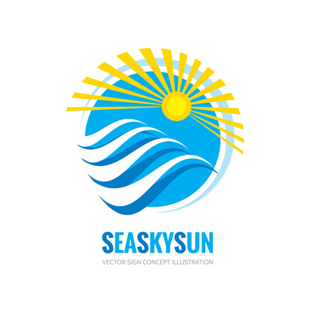 Sea sky sun - vector business concept illustration. Summer vacation nature creative sign. Abstract symbol. Design element.のイラスト素材