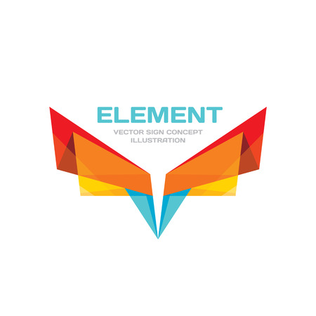 Abstract origami wings - vector business template concept illustration in flat style. Colored design element.のイラスト素材