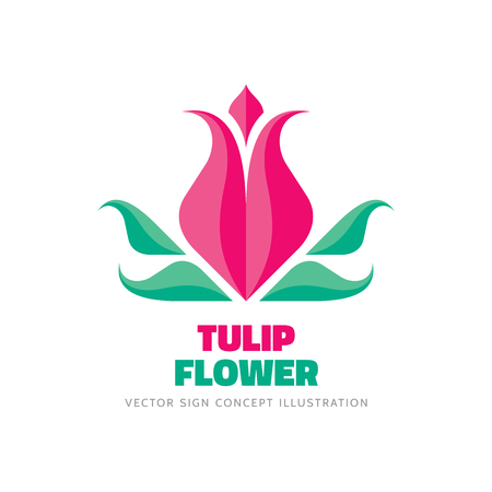 Tulip flower - vector template concept illustration in flat style. Abstract beauty nature creative sign. Design element.のイラスト素材
