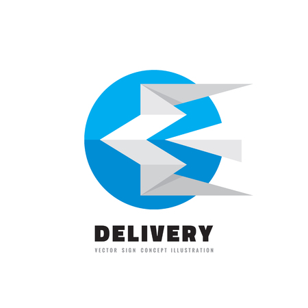 Delivery - vector template concept illustration. Origami stylized bird with wings creative sign. Start-up business abstract symbol. Design element.のイラスト素材