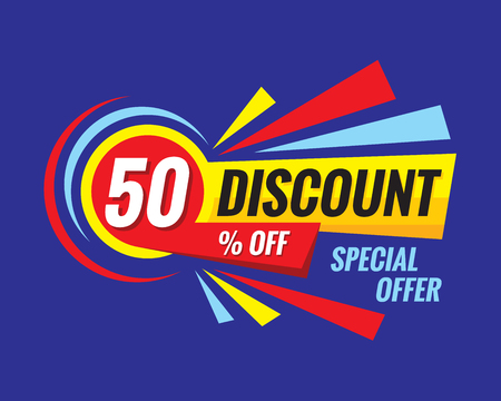 50% off discount - creative vector banner illustration. Abstract promotion concept layout. Special offer. Design elements.のイラスト素材