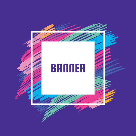 Abstract banner vector illustration with brush strokes. Modern art background for presentation, brochures, gift cards, flyers, invitations. Geometric design element.のイラスト素材
