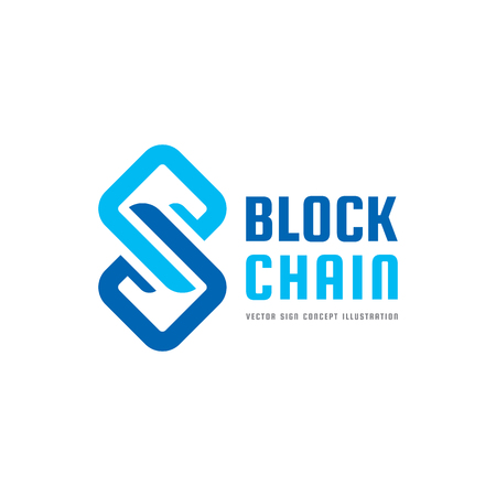 Blockchain technology - vector logo template concept illustration. Abstract geometric business sign. Digital crypto currency creative icon. Graphic design element.のイラスト素材