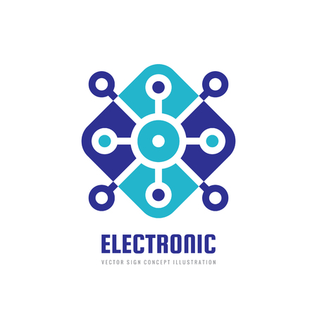 Technology - vector logo template for corporate identity. Abstract chip sign. Network, internet tech concept illustration. Design element.のイラスト素材