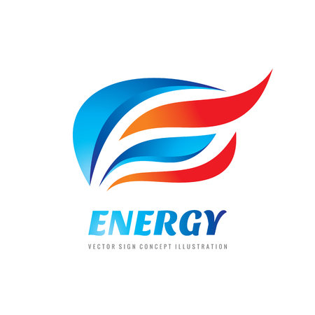 Abstract vector logo template concept illustration. Blue water waves and red fire flames. Nature energy design element.のイラスト素材