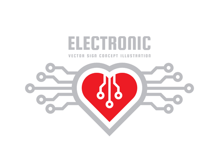 Red heart - vector logo template concept illustration. Abstract love creative sign. Modern medicine cardiology symbol. Electronic network structure.のイラスト素材