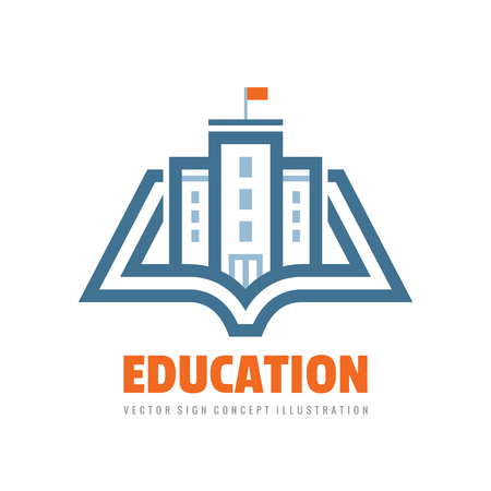 Education - vector logo template concept illustration. Book learning creative sign. Emblem for school or university. Graphic design elements.のイラスト素材