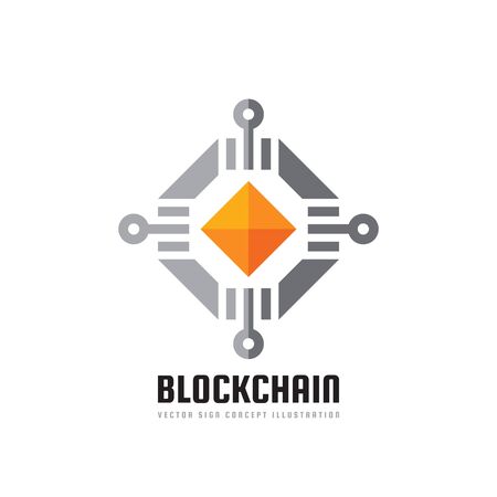 Blockchain technology - vector logo template concept illustration. Abstract geometric business sign. Digital cryptocurrency creative icon. Graphic design element.のイラスト素材