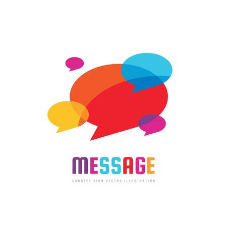 Message - icon template concept illustration in flat style. Talking chat creative sign. Social media abstract symbol. Dialogue communication icon. Speech bubble. Graphic design element.のイラスト素材