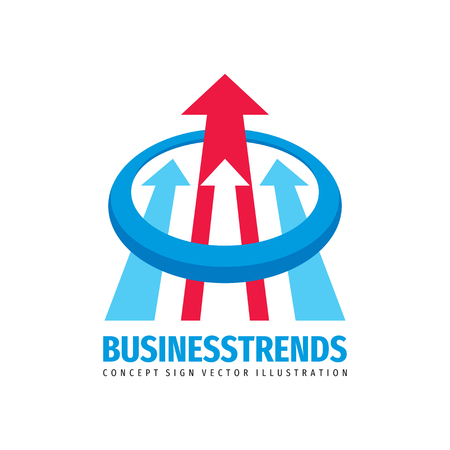 Business trend vector logo design. Abstract arrows concept sign. Financial development creative symbol.のイラスト素材