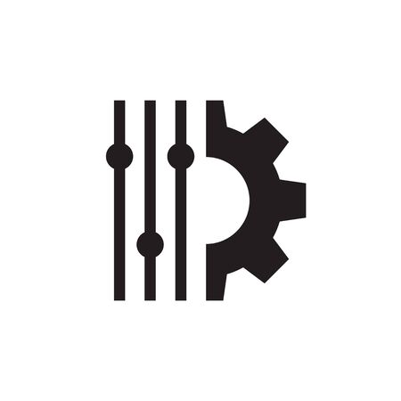 Filter control setting - concept black icon design. Setup symbol. Gear SEO sign. Vector illustration.のイラスト素材
