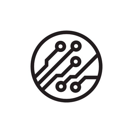 Circuit board black icon design. Ekectronic computer chip sign. Vector illustration.のイラスト素材