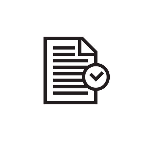 Compliance black icon design. Line style. Document with check mark sign. Vector illustration.のイラスト素材