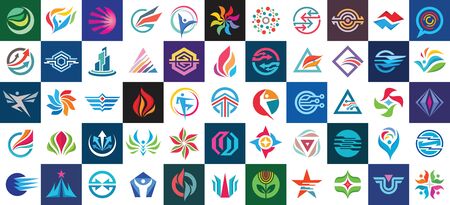 Logo set design. Abstract business modern icons collection. Concept logo sign big bundle. Graphic design element.のイラスト素材