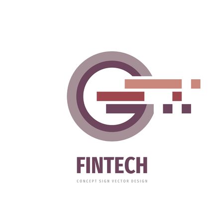 Fintech concept logo design. Business finance creative logo sign. Abstract vector illustration.のイラスト素材