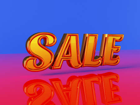 Sale 3d render concept banner design. Glossy golden luxury text. Discount special offer concept...