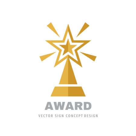 Award winner prize cup logo design. Star rating icon logo.のイラスト素材