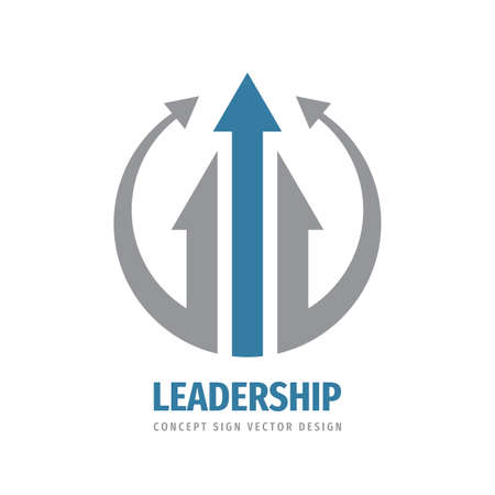 Arrows icon logo template design element. Leadership concept logo sign. Business trend creative logo sign. Communication logo symbol. Progress strategy development logo. Vector illustration.のイラスト素材