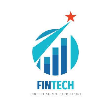 Fintech logo template design. Abstract business finance logo sign. Arrows trend creative logo symbol. Exchange market growth graphic logo. Infographic icon logo. Vector illistration.のイラスト素材