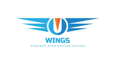 Wings logo design element. Transport delivery concept logo sign. Vector illustration.のイラスト素材