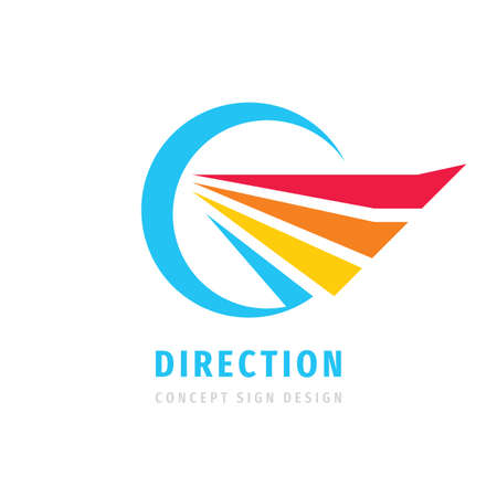 Direction - business logo template creative illustration. Wing abstract vector logo sign. Transport, dynamic, development business symbol. Design element.のイラスト素材