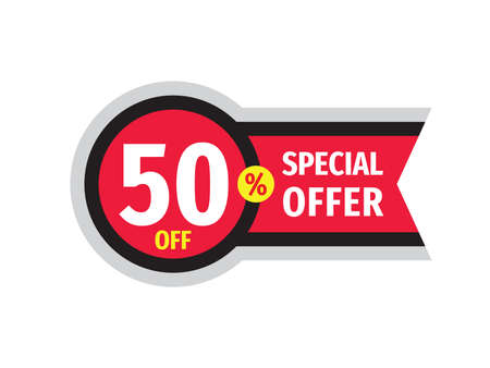 Sale special offer concept banner design. Discount 50% off creative sticker. Abstract geometric poster. Special offer.のイラスト素材