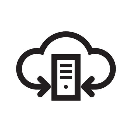 Server computer cloud hosting icon design. Computing technology sign. Network connection symbol. Datacenter storage archive icon. Vector illustration.のイラスト素材