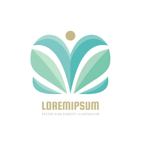 Human character - nature green leaves - vector logo concept illustration. Health positive logo symbol. Graphic design element.のイラスト素材