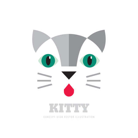Kitty - vector logo concept illustration. Cat creative graphic logo sign. Design element.のイラスト素材