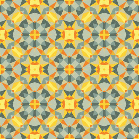 Abstract geometric background - seamless vector pattern illustration in orange, gray, green and...