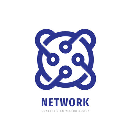 Network data digital electronic technology - vector logo template for corporate identity. Abstract computer chip logo sign. Internet tech concept illustration. Design element.のイラスト素材