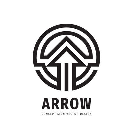 Arrow concept logo design. Development business strategy sign. Line art style logo icon. Direction progress communication logo symbol. Vector illustration.のイラスト素材