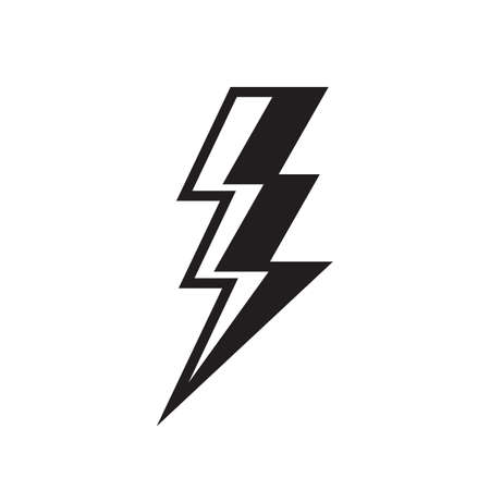 Lightning black icon design. Thunderbolt sign. Electric energy power flat icon. Flash sign. Electrical industry. Battery voltage symbol. Vector illustration.のイラスト素材