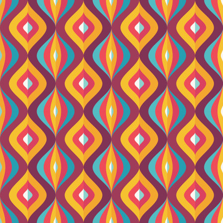Backround mid-century modern art. Abstract geometric seamless vector pattern. Decorative ornament in retro vintage design style. Atomic stylized backdrop.のイラスト素材