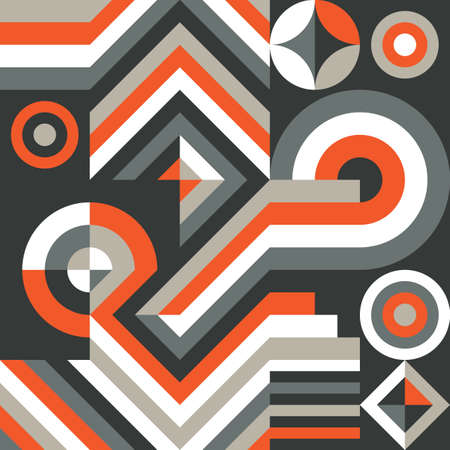 Abstract background geometric design. Graphic pattern digital horizontal banner. Mosaic ornament layout. Creative graphic collage. Future technology concept poster. Vector illustration.のイラスト素材