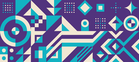 Abstract geometric concept poster design. Graphic horizontal pattern in blue color. Vector illustration.のイラスト素材