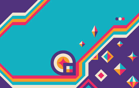 Background geometric design. Abstract pattern digital horizontal banner. Mosaic ornament layout. Creative graphic collage.  Vector illustration.のイラスト素材