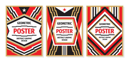 Abstract graphic background design. Concept geometric vertical poster set. Decorative industrial style. Vector illustration.のイラスト素材