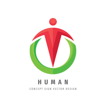 People Happiness - vector logo template concept illustration. Human character sign. Man figure symbol. Development business icon. Design element.のイラスト素材